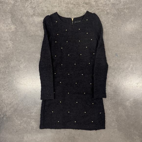 Vintage Dresses & Skirts - Vintage Y2K Longsleeve Black Bead Embellished McGinn Knightsbridge Mini Dress XS